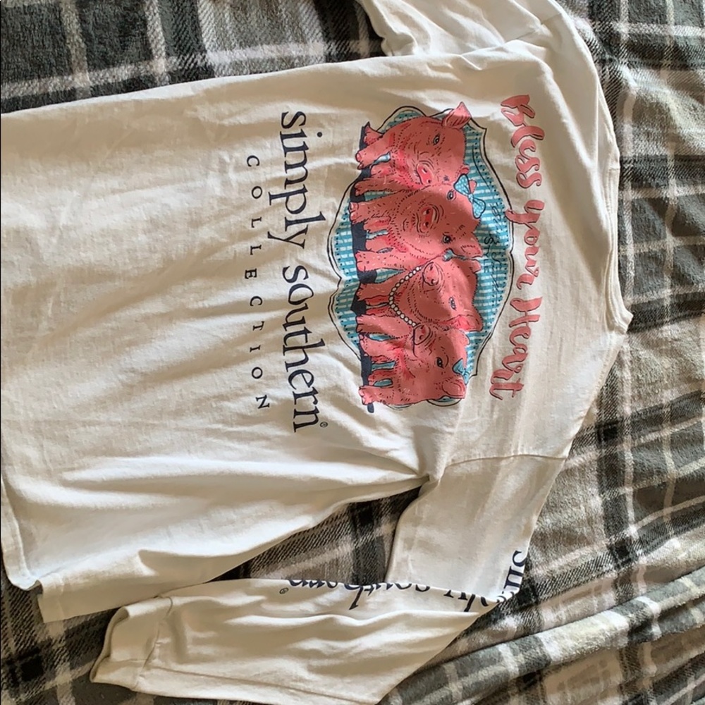 White piggy Simply southern long sleeve shirt. M